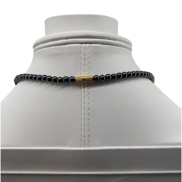 Handcrafted Hematite Beaded Necklace With Barrel Clasp 18" - Picture 3 of 5